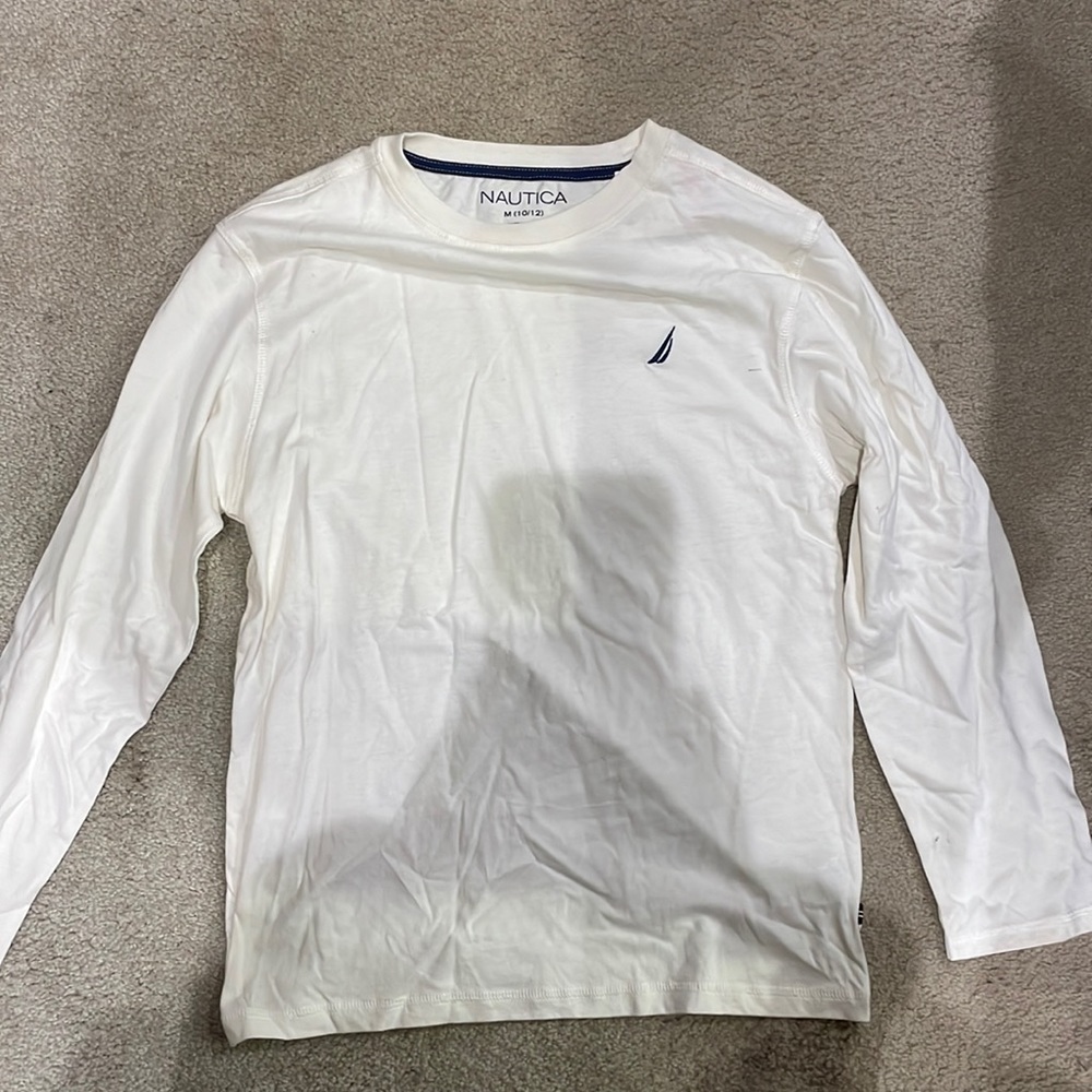 NWT Nautica white long sleeve shirt size medium (10/12) kids
